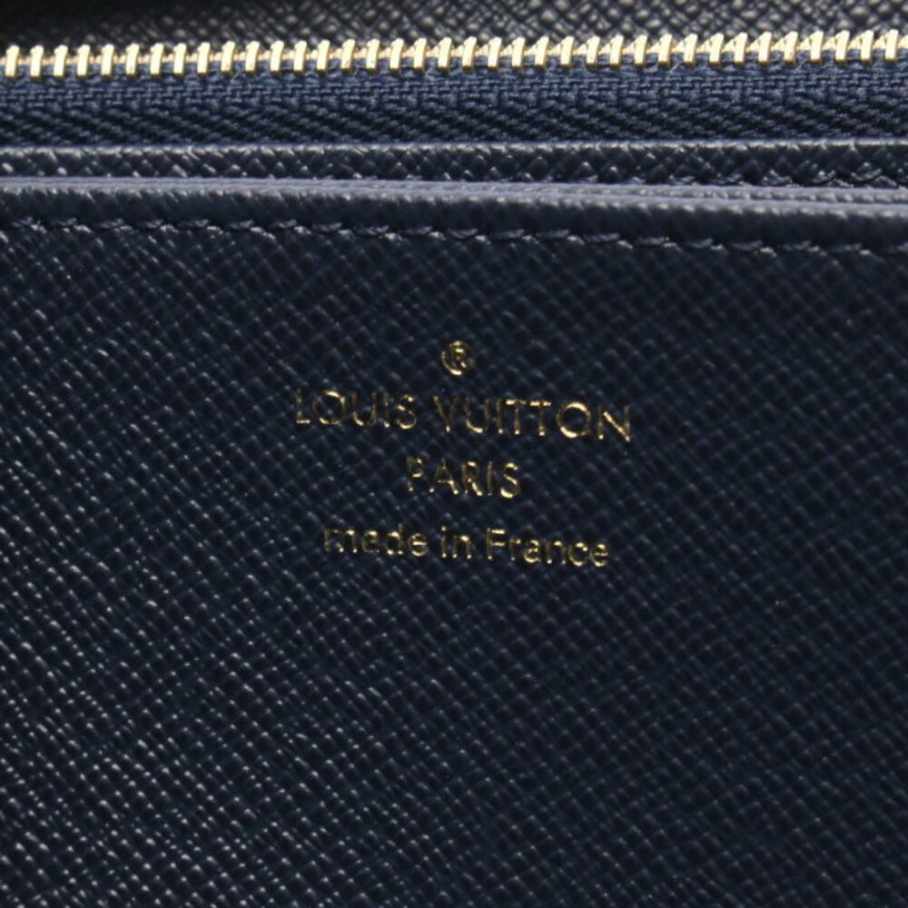 Louis Vuitton Zippy Wallet Jacquard Long Leather White Navy Blue - Picture 4 of 6
